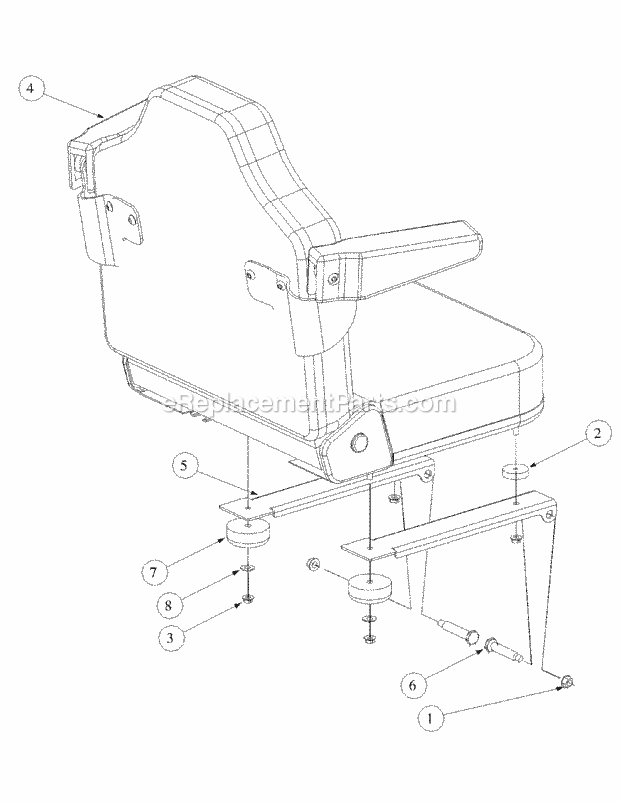 Seat Assembly Diagram and Parts List for M60-KH 53BB5BDX750-27HP-OHV Cub Cadet Lawn Tractor
